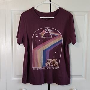 Pink Floyd Women's Purple The Dark Side Of The Moon Concert Short Sleeve Tee LG